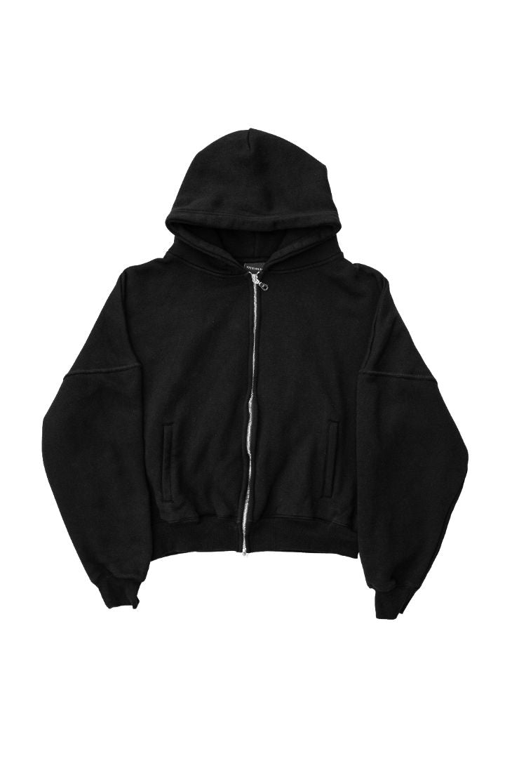 Black Oversized Zip-Up Hoodie